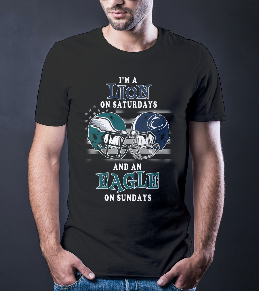 I'm A Lion On Saturdays And An Eagle On Sundays Football Helmets Reflection T-Shirt