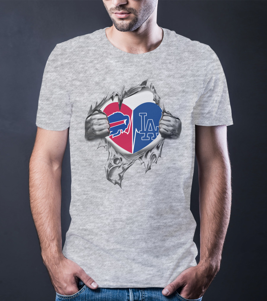 Buffalo Bills Los Angeles Dodgers Heart T-Shirt