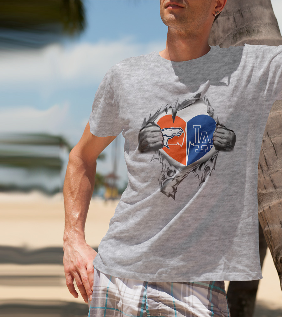 Broncos Dodgers Heart T-Shirt