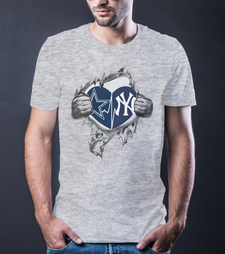 Cowboys Yankees Split Heart T-Shirt