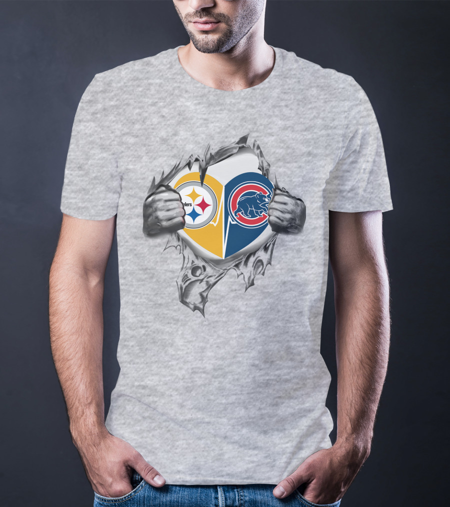 Steelers Cubs Heart Logo Tear T-Shirt
