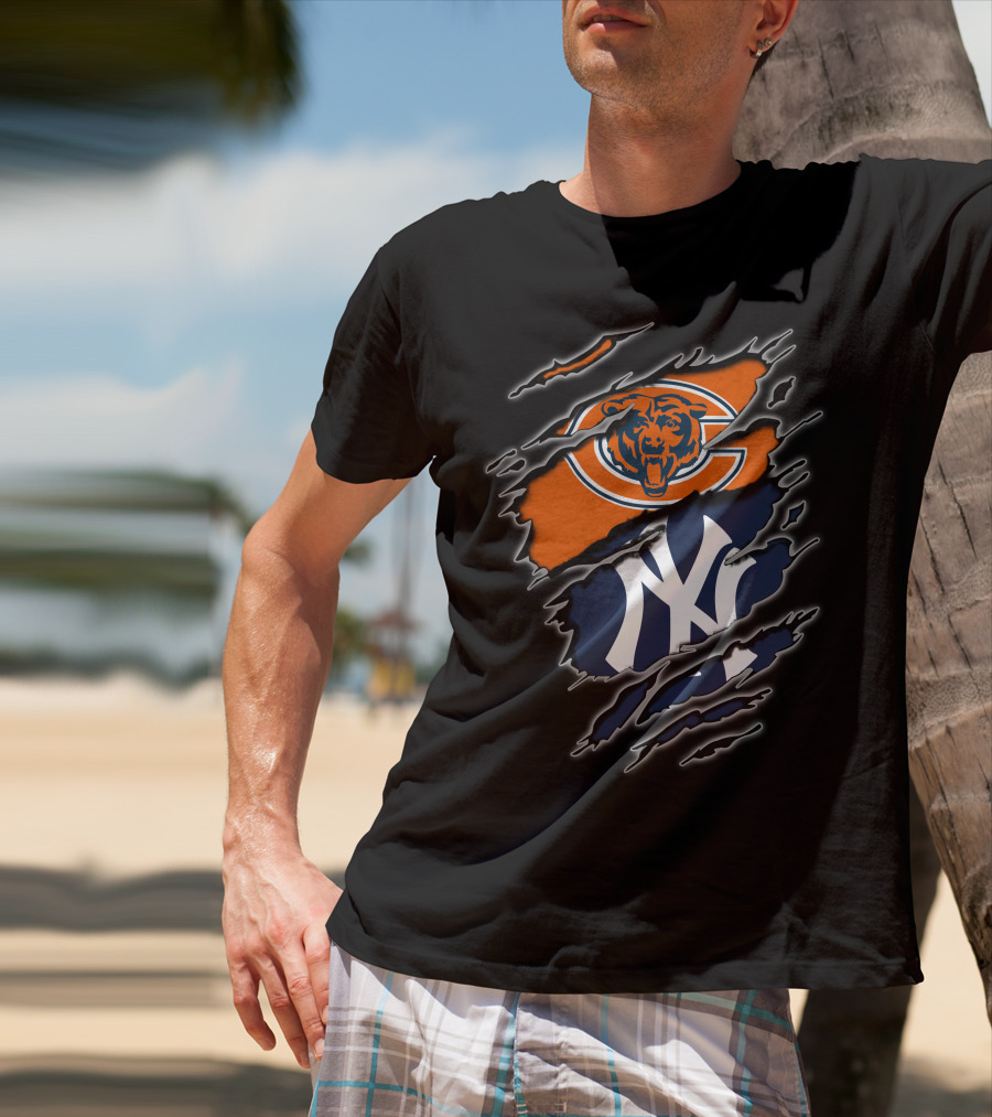Chicago Bears New York Yankees Crossover T-Shirt