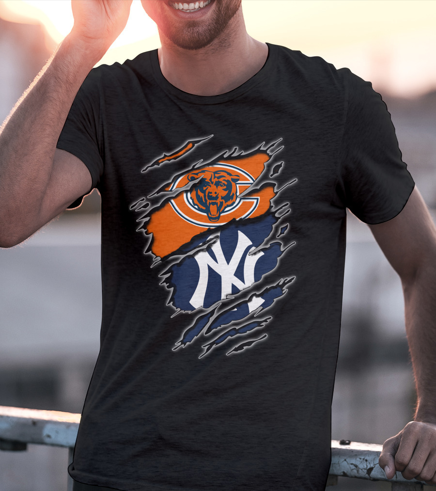 Chicago Bears New York Yankees Crossover T-Shirt