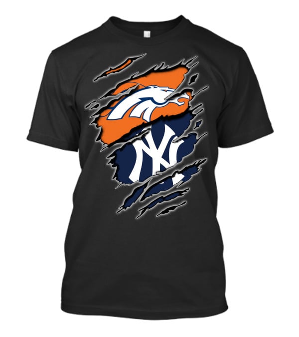Broncos Yankees Dual Team Pride Fan Gear T-Shirt