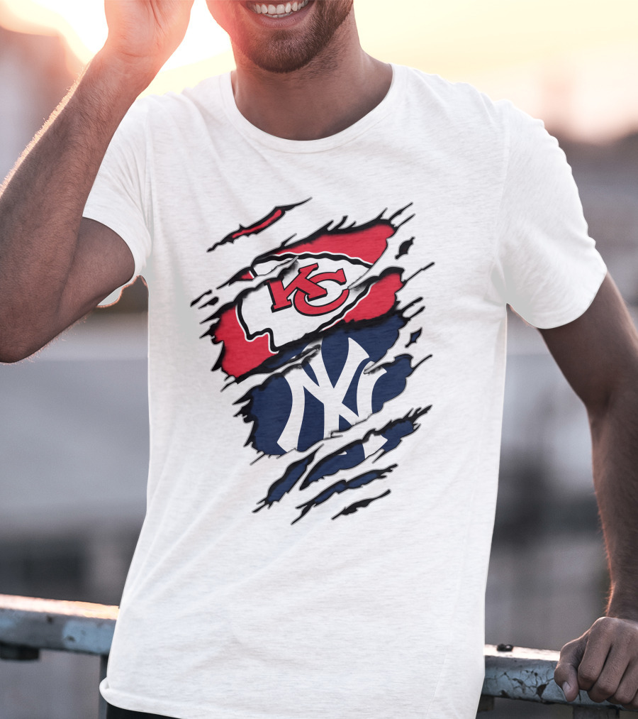 Kansas City Chiefs New York Yankees Logos Clash T-Shirt