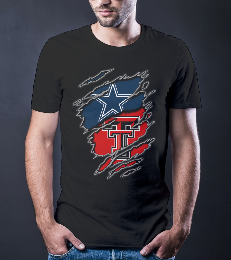 Dallas Cowboys Texas Tech Red Raiders Logo Fusion T-Shirt