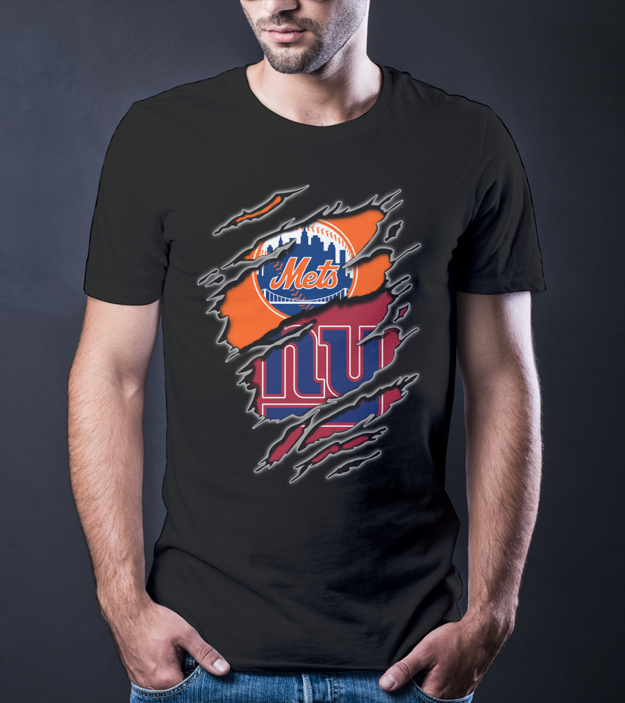 Mets Giants Logo Combo Tear Effect T-Shirt