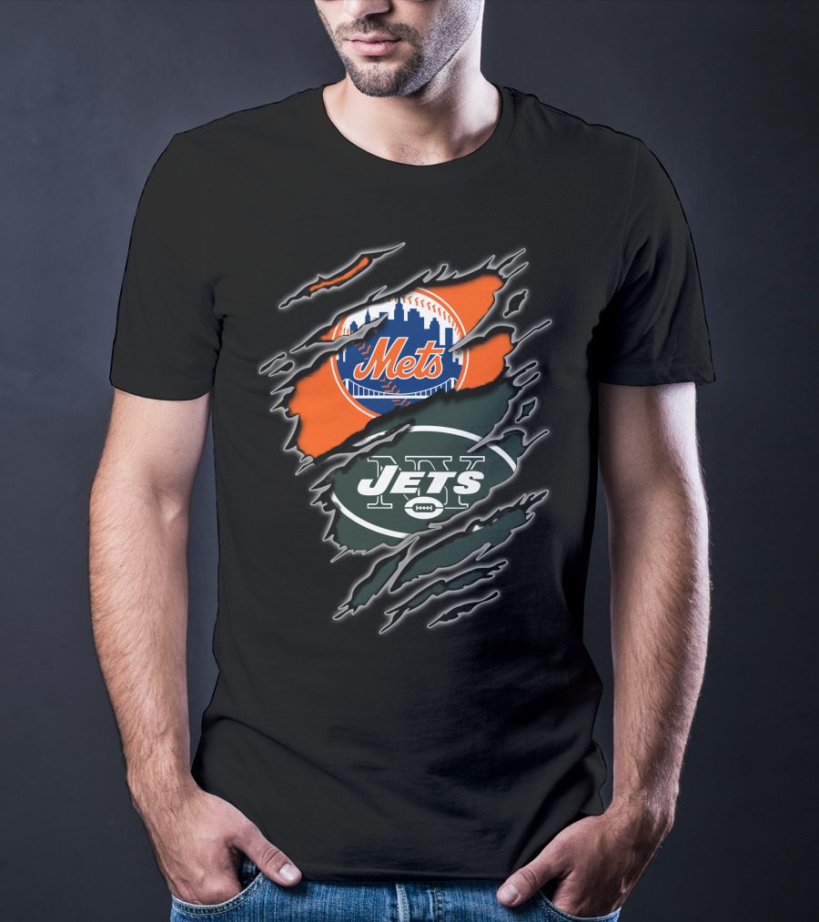 Mets Jets Double Team Fan Pride Mascot T-Shirt