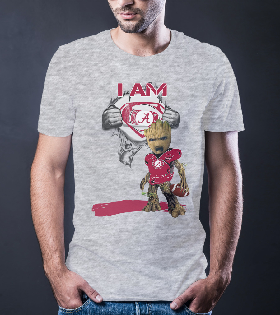 I Am Alabama Baby Groot Football T-Shirt