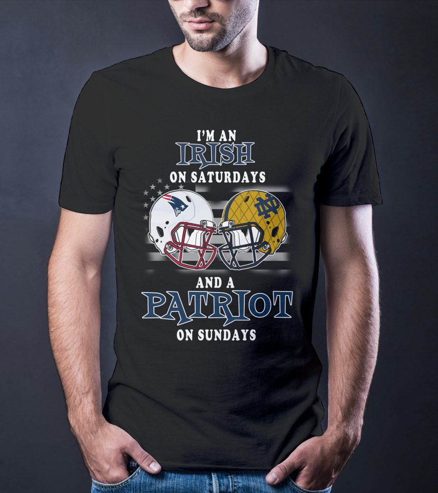 I'm An Irish On Saturdays And A Patriot On Sundays Football Helmets T-Shirt