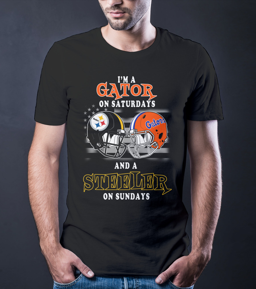 Gator On Saturdays And Steeler On Sundays Football Helmets T-Shirt