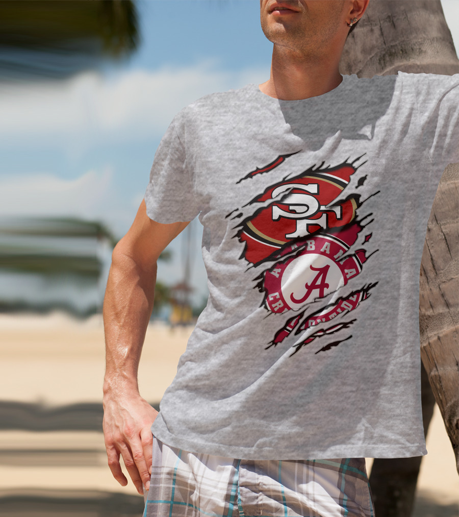 Alabama Crimson Tide San Francisco 49ers Logo Fusion T-Shirt