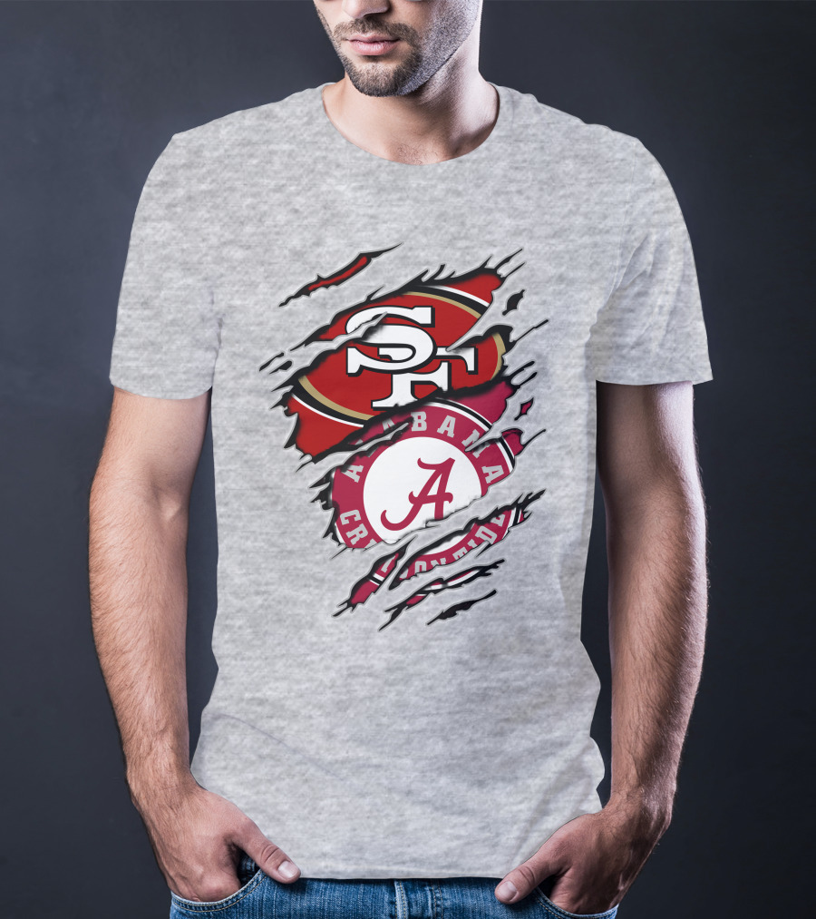 Alabama Crimson Tide San Francisco 49ers Logo Fusion T-Shirt