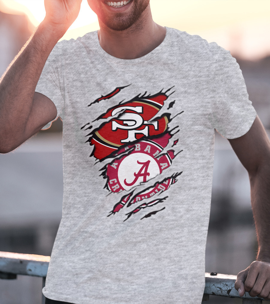 Alabama Crimson Tide San Francisco 49ers Logo Fusion T-Shirt