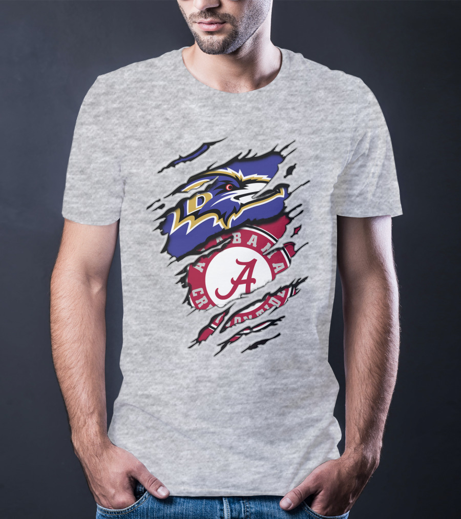 Alabama Crimson Tide Baltimore Ravens Torn T-Shirt