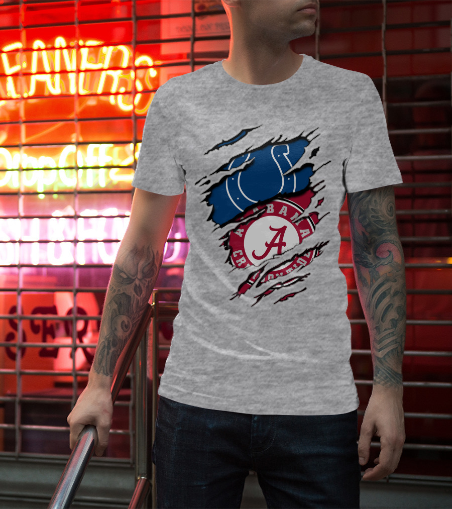 Alabama Crimson Tide Indianapolis Colts Torn T-Shirt