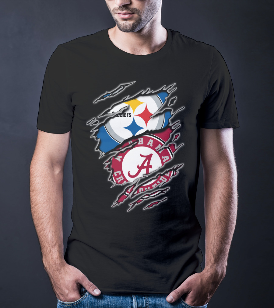 Alabama Crimson Tide And Pittsburgh Steelers Crossover T-Shirt