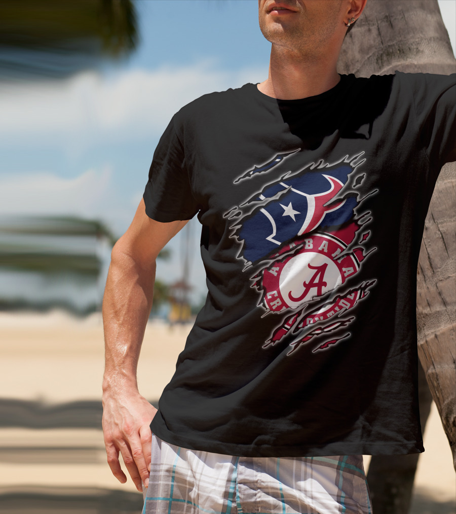 Alabama Crimson Tide Houston Texans Fan Pride Combo T-Shirt