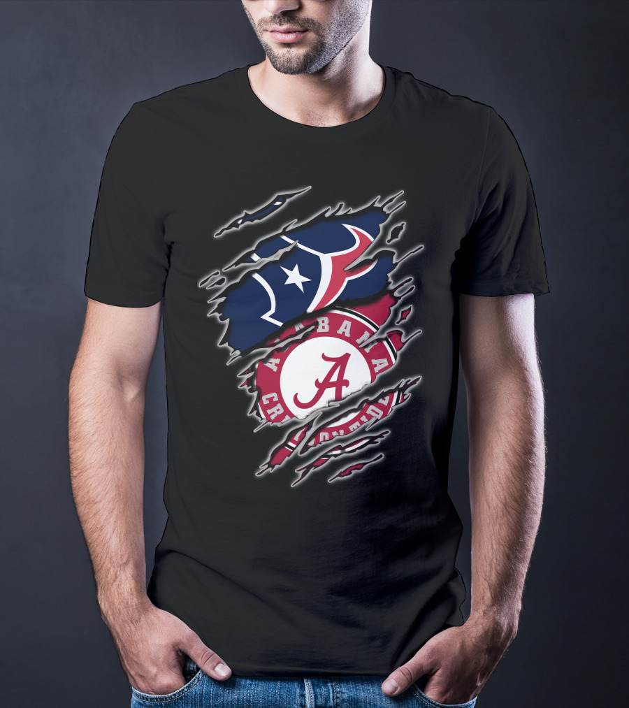 Alabama Crimson Tide Houston Texans Fan Pride Combo T-Shirt