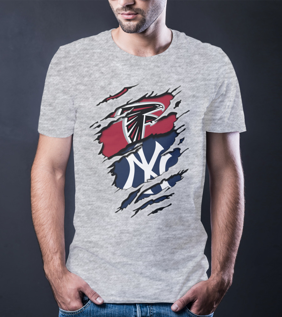 Atlanta Falcons New York Yankees Logo Mashup T-Shirt