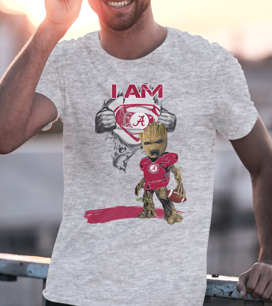 I Am Alabama Baby Groot Football Hero T-Shirt