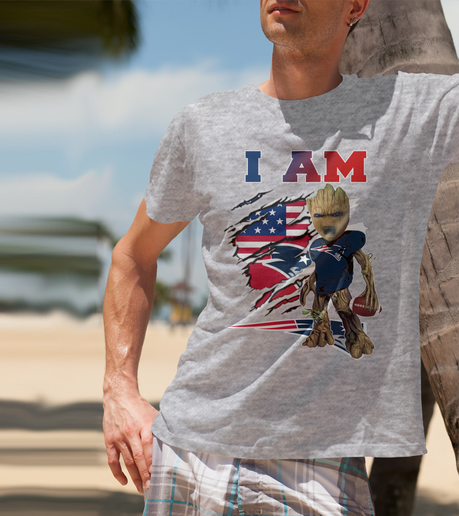 I Am Patriots American Flag Football Character T-Shirt