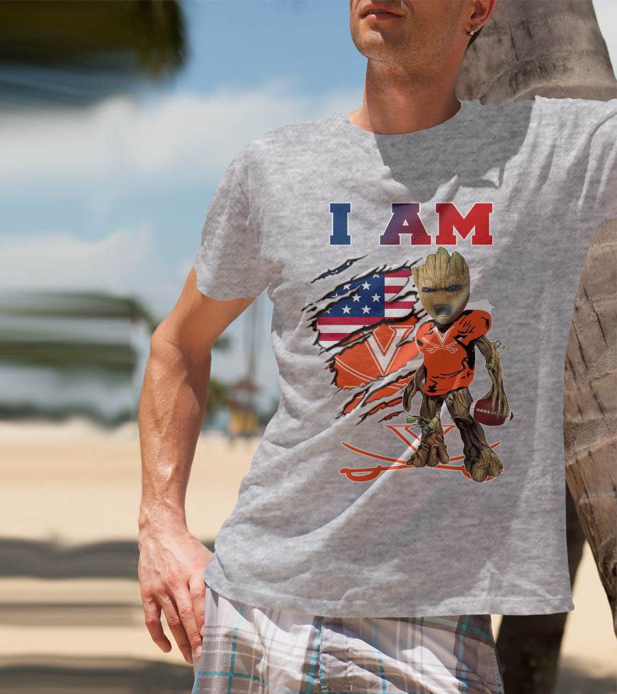 I Am Cavaliers Groot Football Virginia Flag T-Shirt