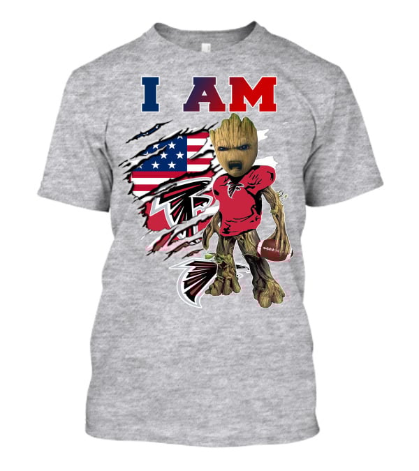 I Am Groot Falcons Football Usa Flag T-Shirt