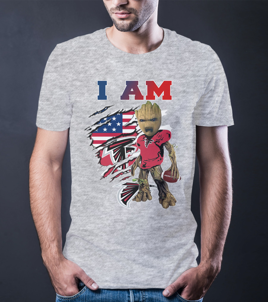 I Am Groot Falcons Football Usa Flag T-Shirt