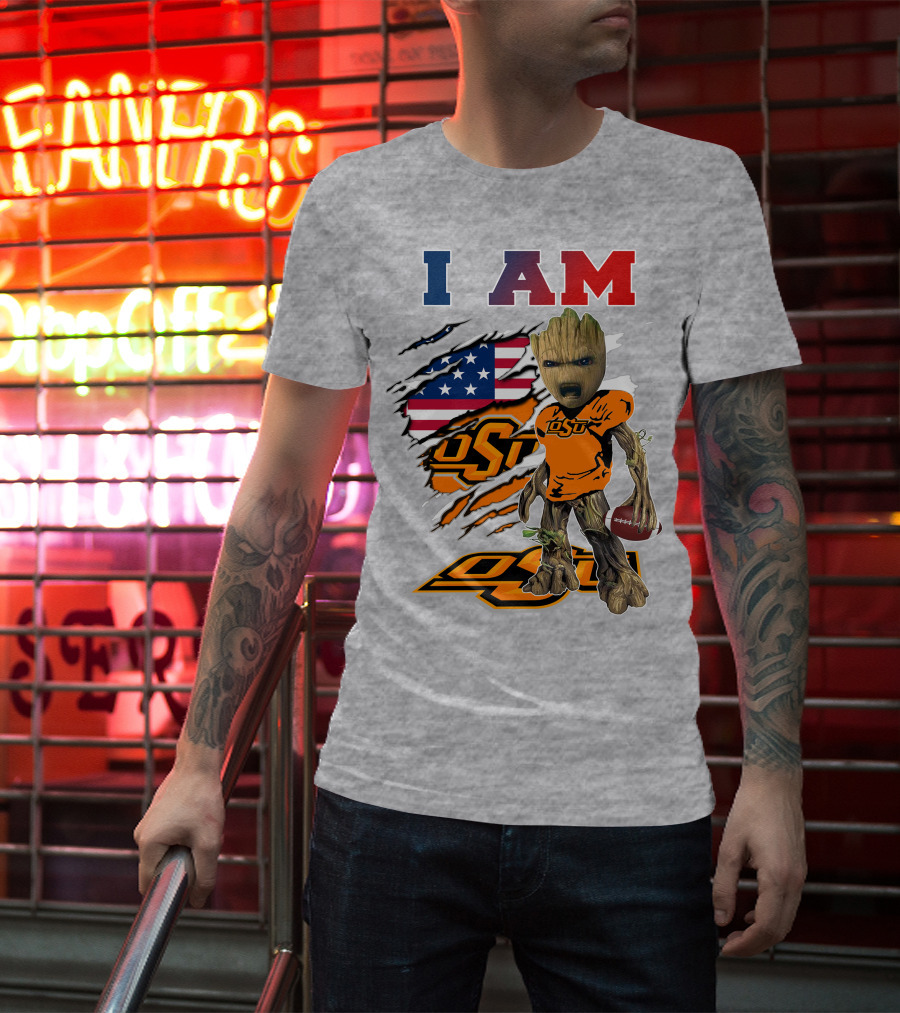 I Am Osu American Football Groot Guardians Oklahoma State University T-Shirt