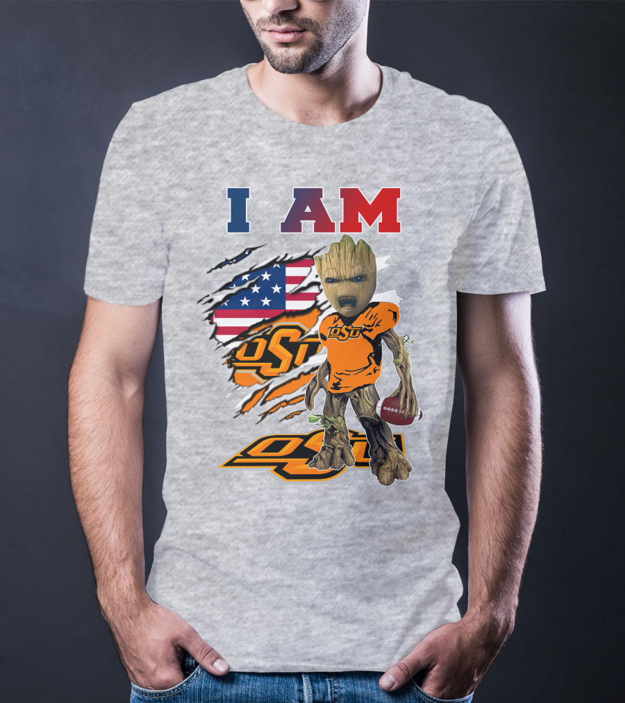 I Am Osu American Football Groot Guardians Oklahoma State University T-Shirt