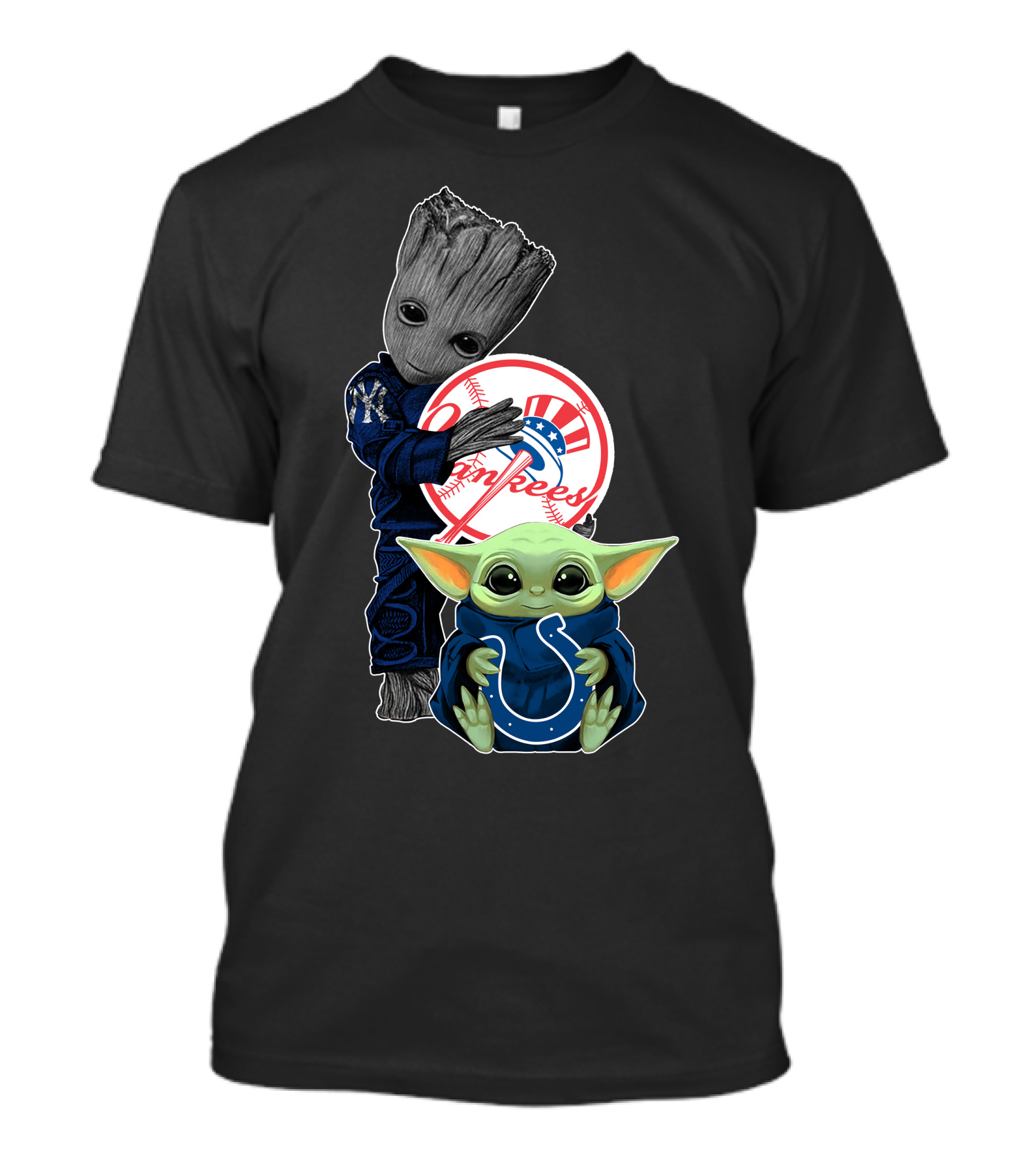 Groot Yankees Baby Yoda Colts T-Shirt