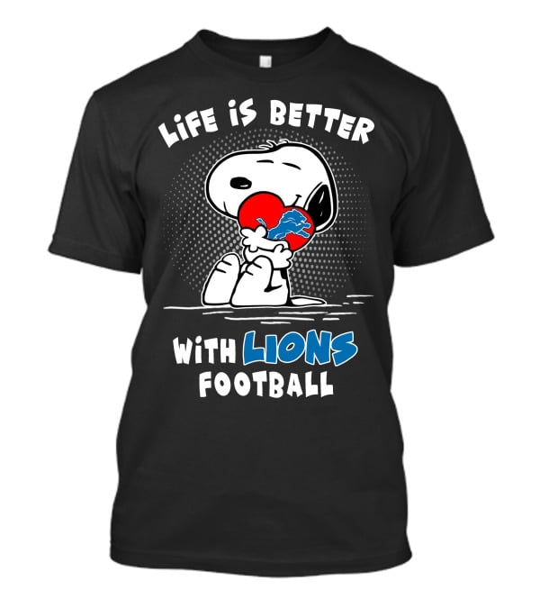 Life Is Better With Lions Football Snoopy Heart Detroit Lions T-Shirt