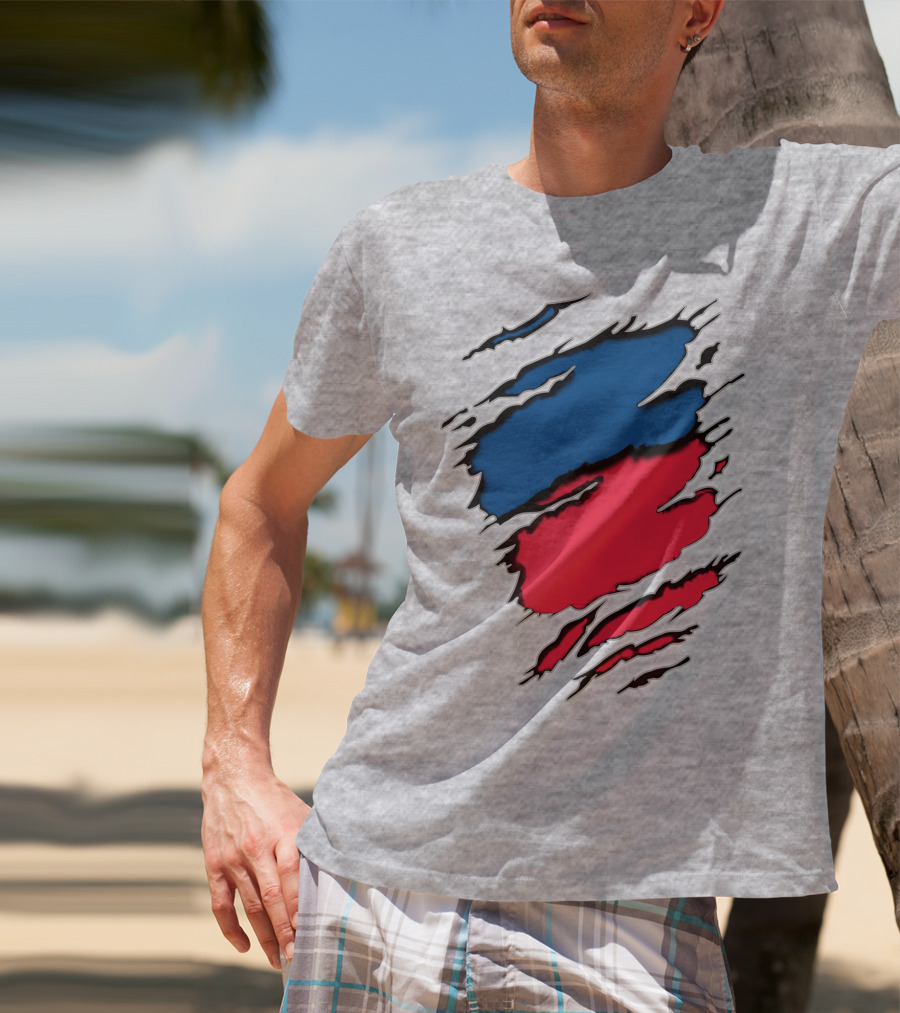 Blue And Red Claw Marks Design On Gray 5 Tshirt T-Shirt