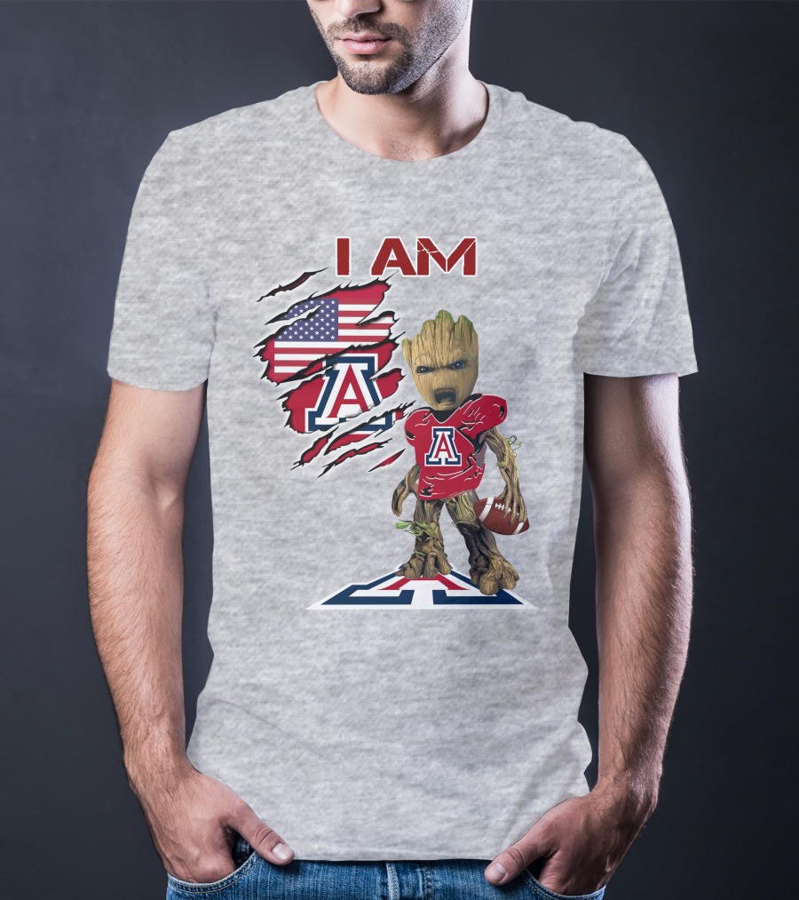 I AM Arizona Wildcats Groot Football USA Flag T-Shirt