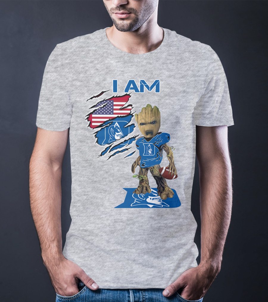 I Am Groot Duke Blue Devils Football American Flag T-Shirt