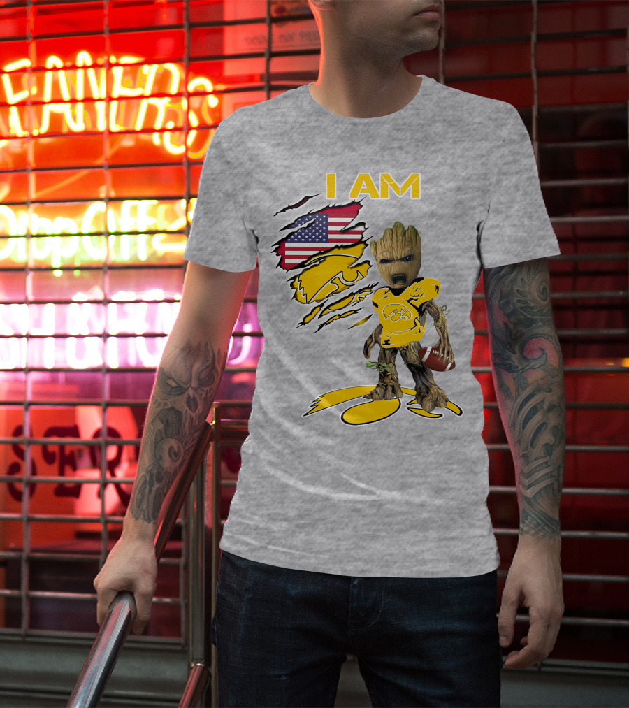 I Am Hawkeyes Baby Groot American Football T-Shirt
