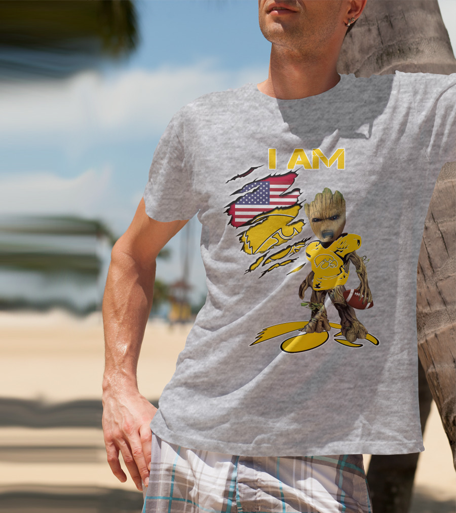 I Am Hawkeyes Baby Groot American Football T-Shirt