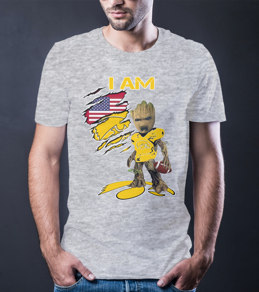 I Am Hawkeyes Baby Groot American Football T-Shirt