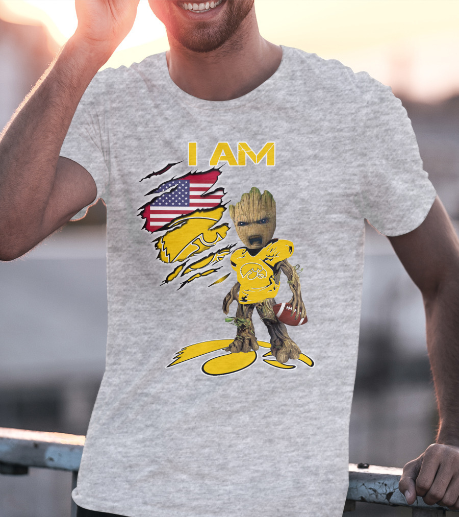 I Am Hawkeyes Baby Groot American Football T-Shirt
