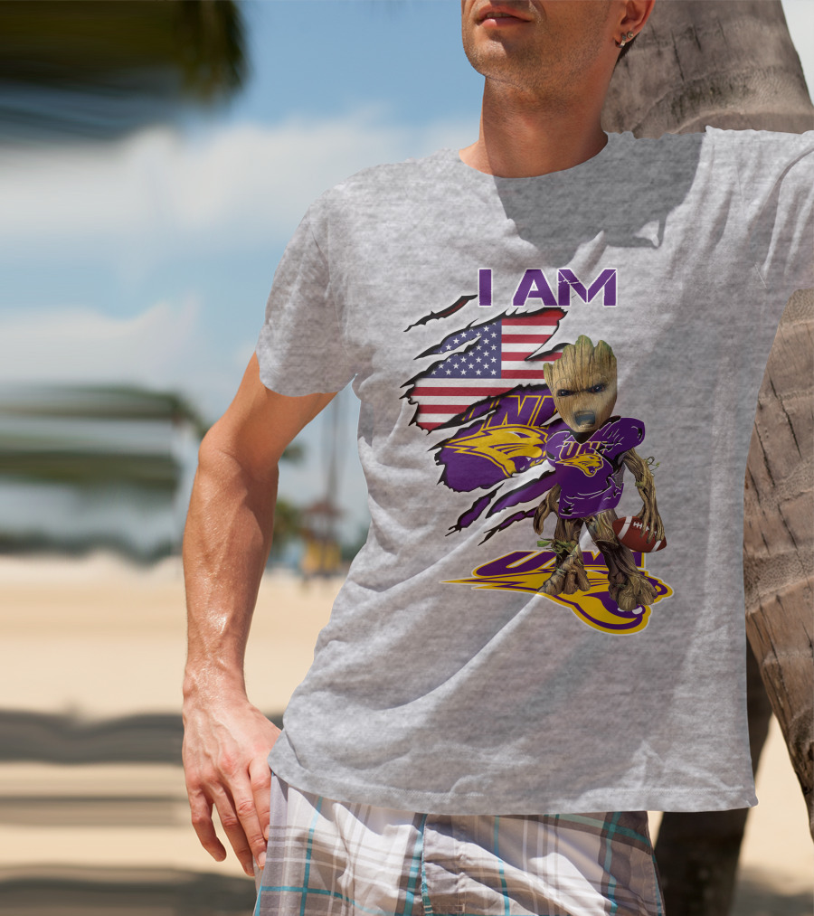 I AM Panthers Baby Groot UNI Football American Flag T-Shirt