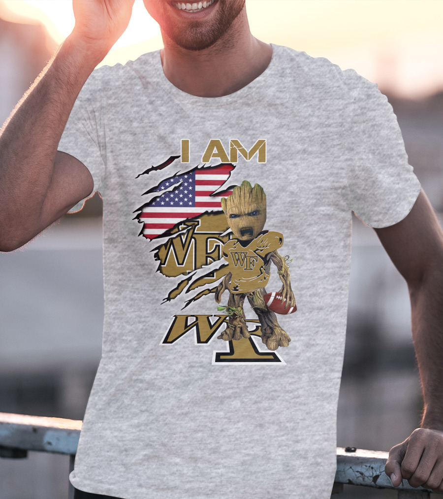I AM WF Baby Groot American Football Wake Deacons T-Shirt