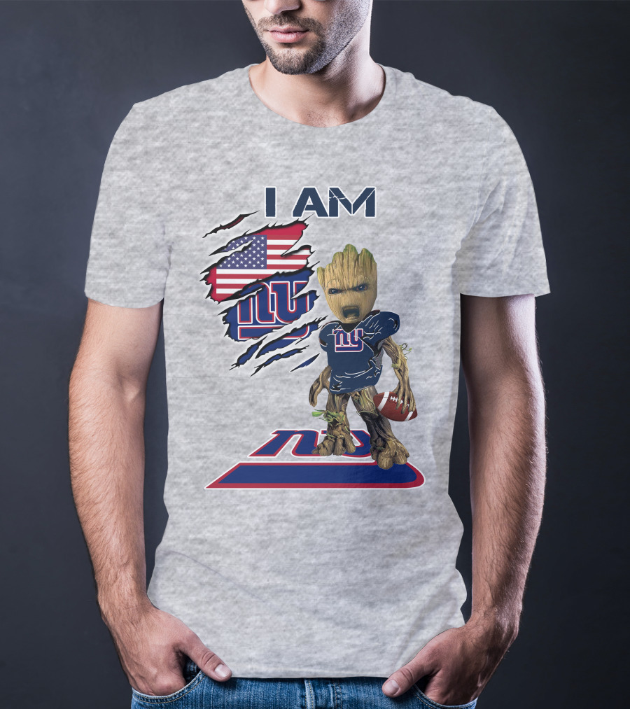 I Am Giants Baby Groot Football Usa Flag T-Shirt