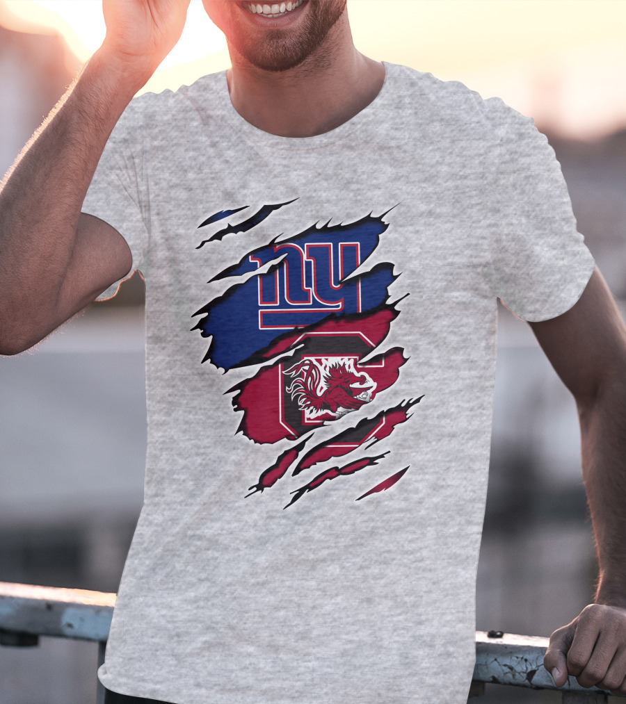 New York Giants South Carolina Gamecocks Rip Claw Marks Sports Crossover T-Shirt