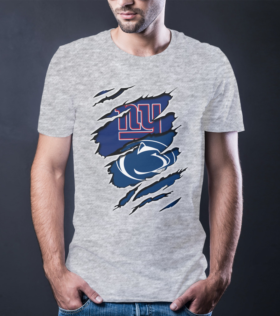 New York Giants And Penn State Nittany Lions Football Claw Marks T-Shirt