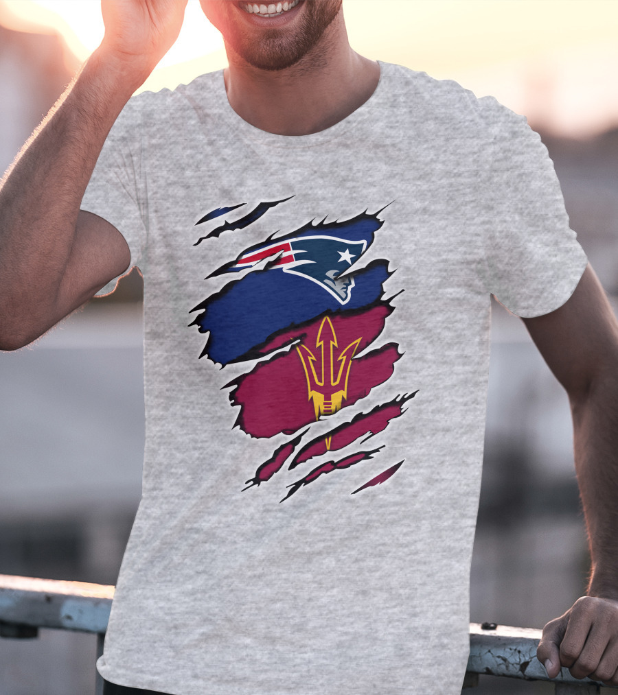 Patriots Asu New England Sun Devils Football Fusion T-Shirt