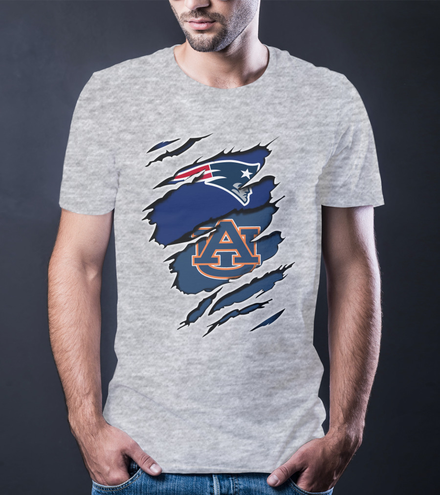 Patriots Auburn Tigers Logo Ripped T-Shirt