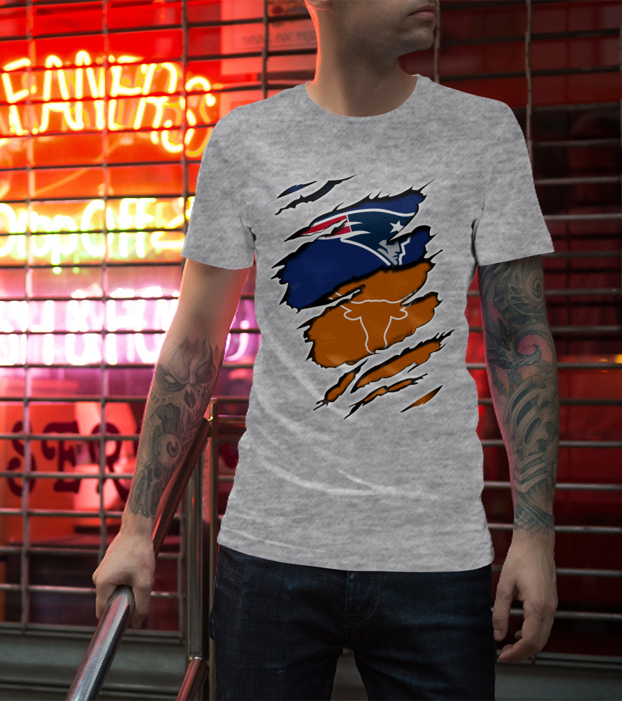 Patriots Longhorn Torn Layers Fusion T-Shirt