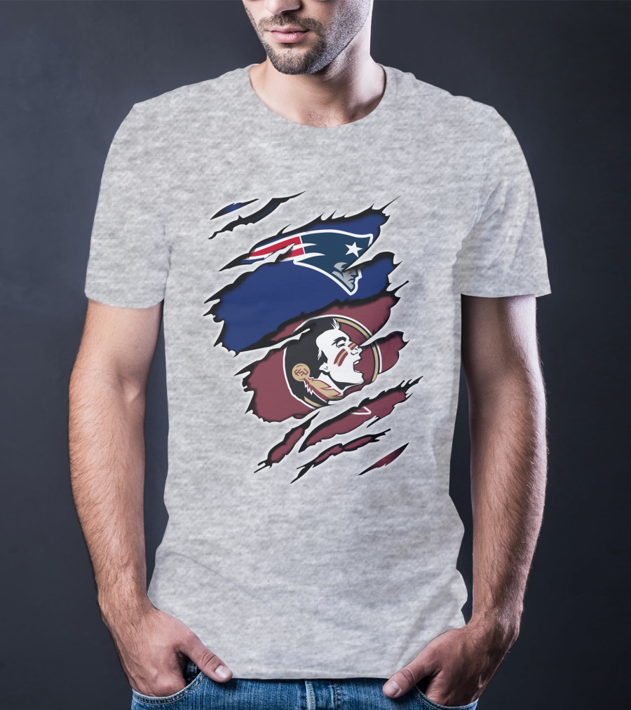 New England Patriots Florida State Seminoles Logo Mashup T-Shirt