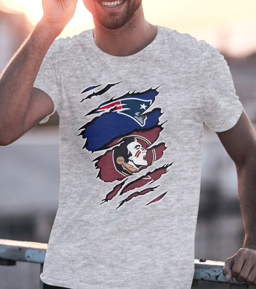 New England Patriots Florida State Seminoles Logo Mashup T-Shirt